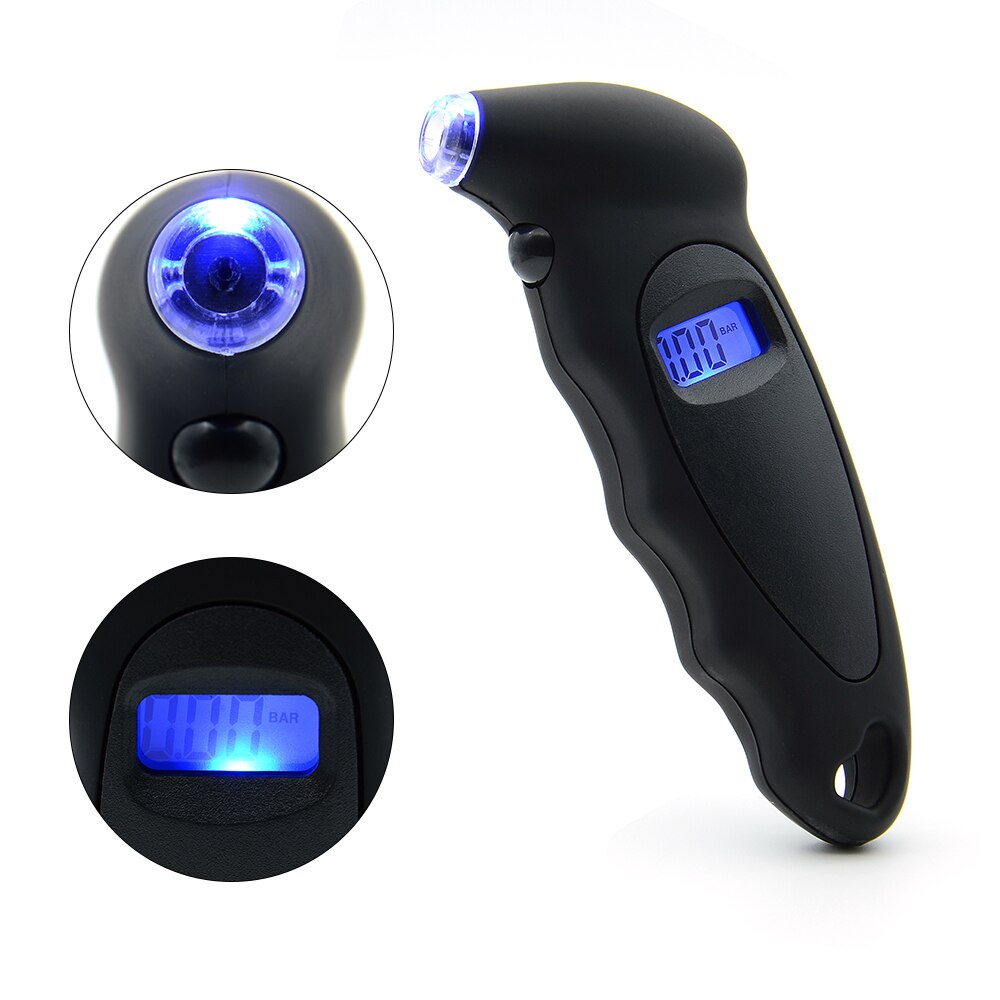 Manomètre Pression Pneus Numérique - LCD Rétroéclairé, Mesure PSI/BAR/KPA - Valve Schrader Auto/Moto