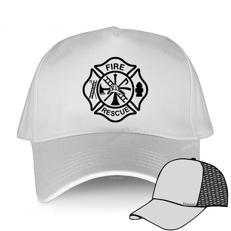 Fire Rescue Firefighter Baseball Caps Adjustable Caps Unisex Cool Fireman Hats: white mesh