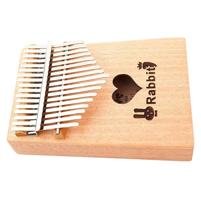 17 Keys Kalimba Thumb Piano with Tune Hammer Wood Hand Finger Piano for Kids Adult Beginners Heart Rabbit Style