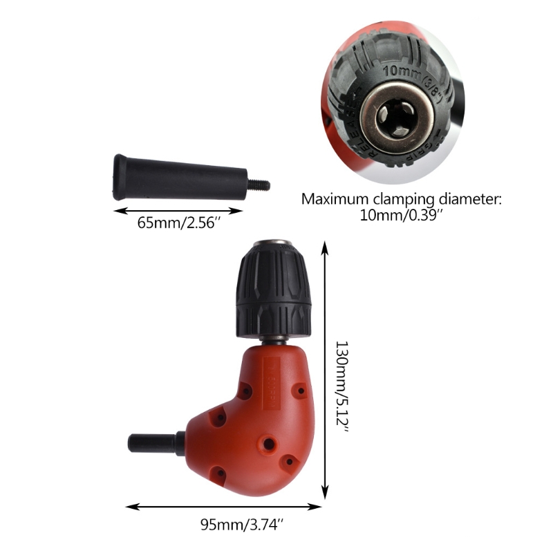 Mandrin à tige ronde à 90 °, Angle droit, Extension de flexion, adaptateur de perceuse, mandrin à trois mâchoires pour la plupart des perceuses Air électrique