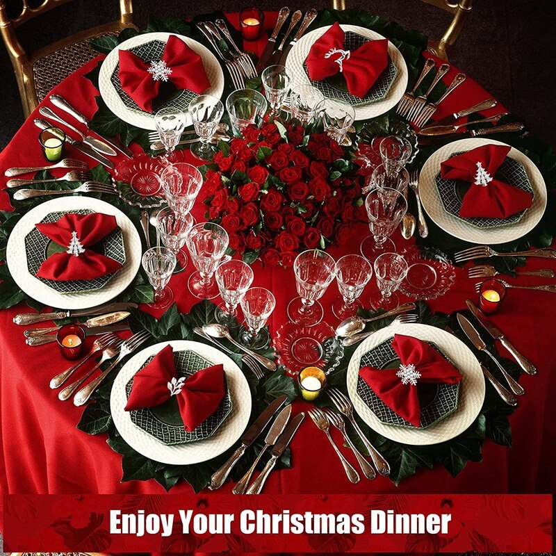 16Pcs Zilver Kerst Servetringen Sneeuwvlok Servetringen Decor Kerst Herten Servet Houders Bladeren Tafel Ringen Decor