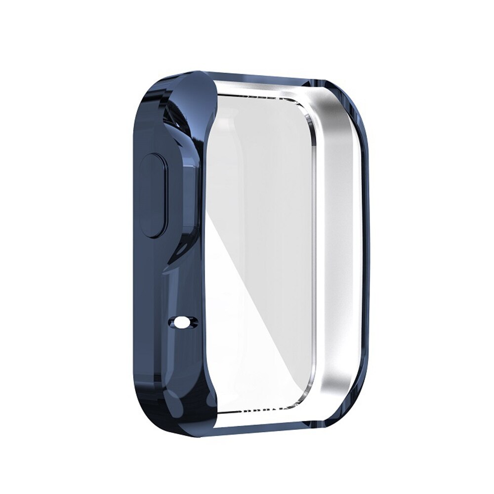 360 ° pełna ochrona poszycie TPU zderzak Screen Protector Case dla Xiaomi Redmi Mi zegarek Lite światło inteligentne akcesoria, nie szkło: Blue / For Mi Watch Lite