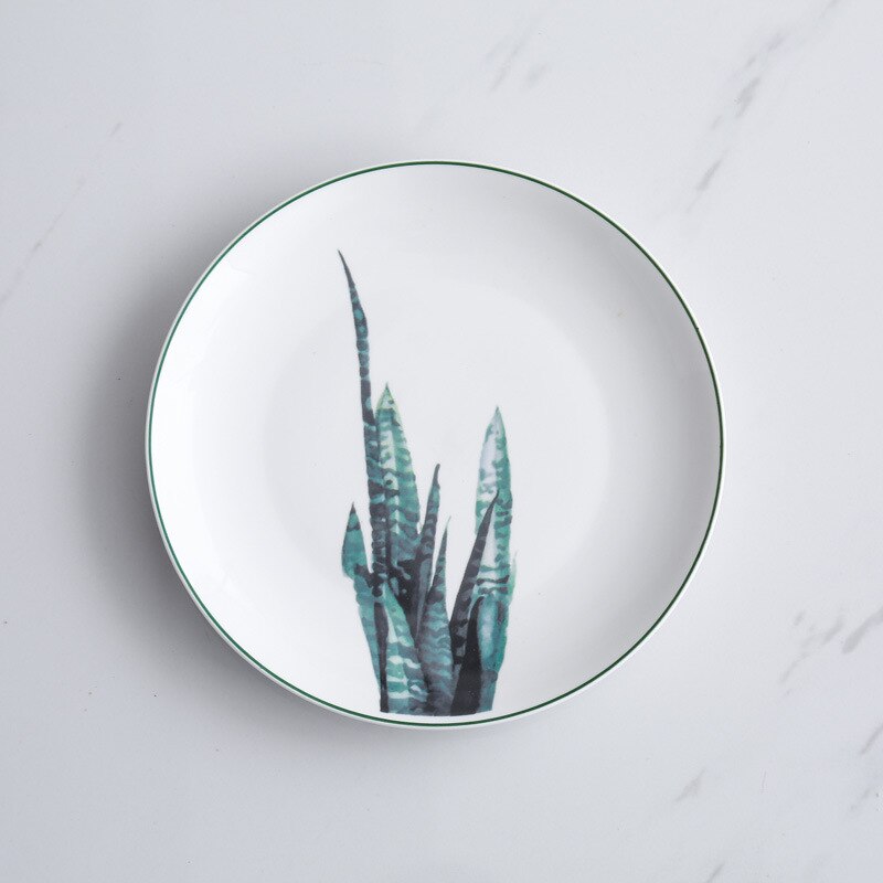 1pcs Christmas Ceramic Plate Handcraft Green Plants Porcelain serving Platter Steak Plates Dishes Home Kitchen Decoration: Plate DS34191