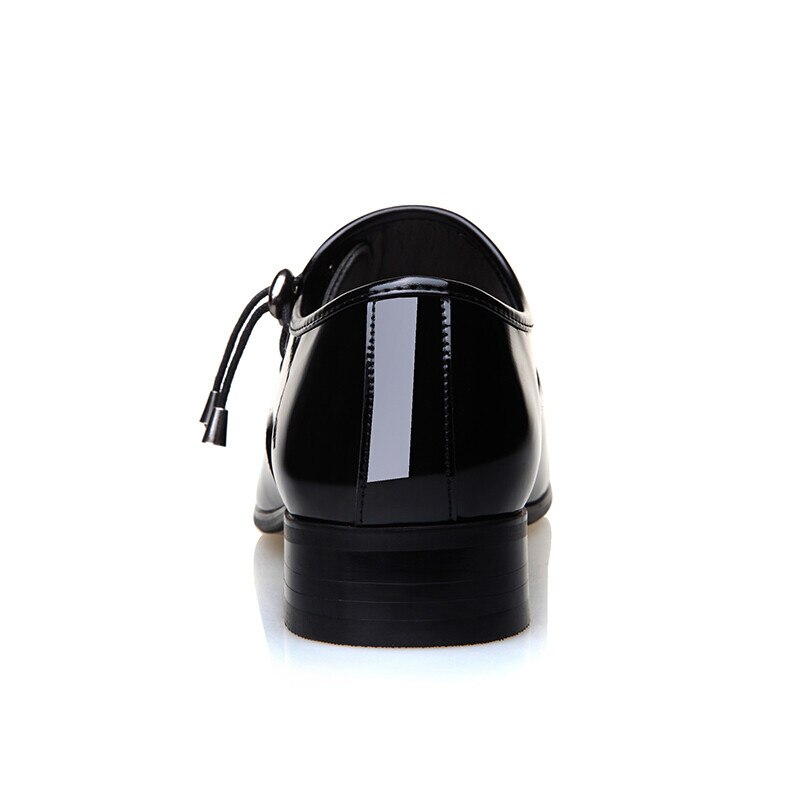 Classic 6cm Men High Heel Shoes Formal Mens Party Loafers Brown Patent Leather Dress Shoes Men Oxfords Mens Pointy Shoes