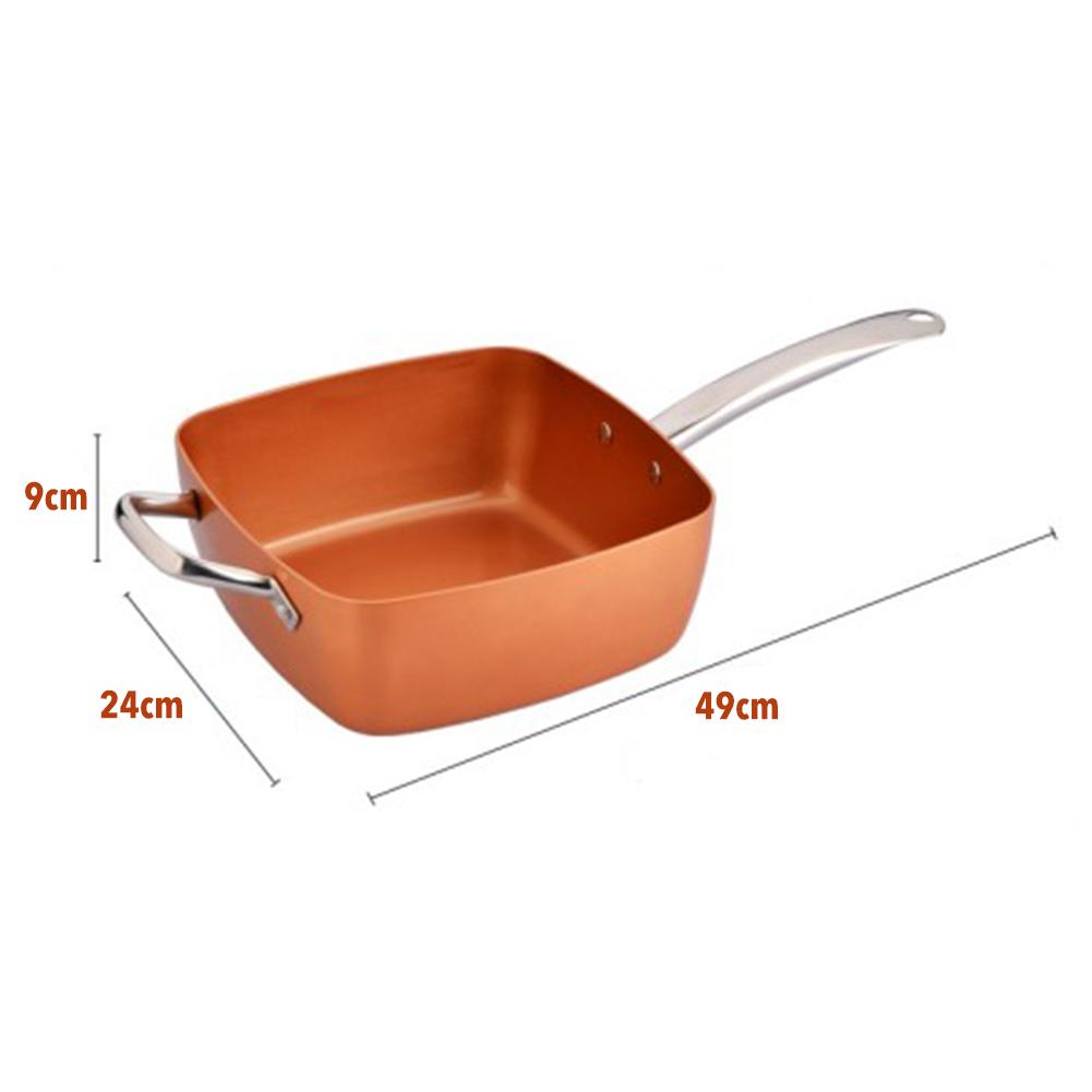 4PCS Ceramic Non-stick Aluminum Alloy Red Copper Square Pan Set With 10 Inch Deep Square Fry Pan Kitchen Supplies