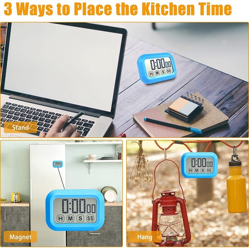 Digital Kitchen Timer Press Screen For Cooking,Magnetic Countdown Count Up Timer,LED Display Large Digits Timer