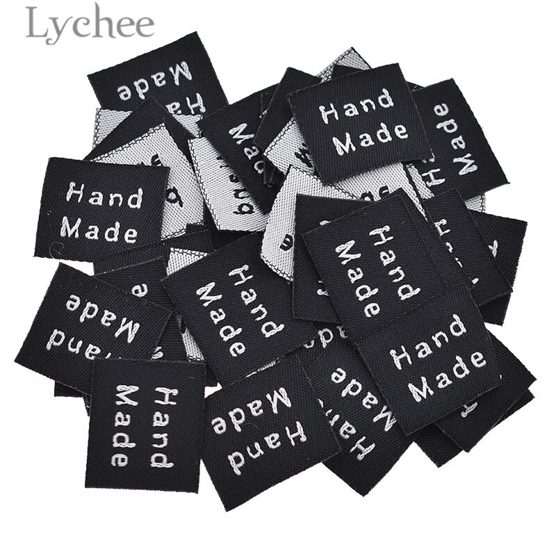 Lychee life 50 stk sorte håndlavede vævede etiketter vaskbare broderimærker til tøjposer diy sytilbehør: 4