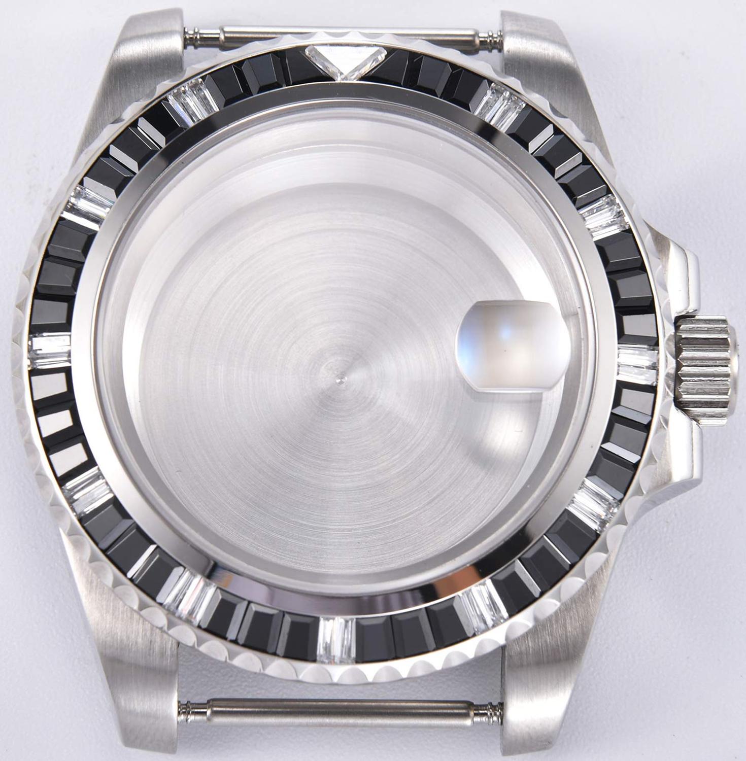 Sapphire Crystal Unidirectional Rotating Crystal Bezel Watch Case Stainless Steel 40mm Men R5