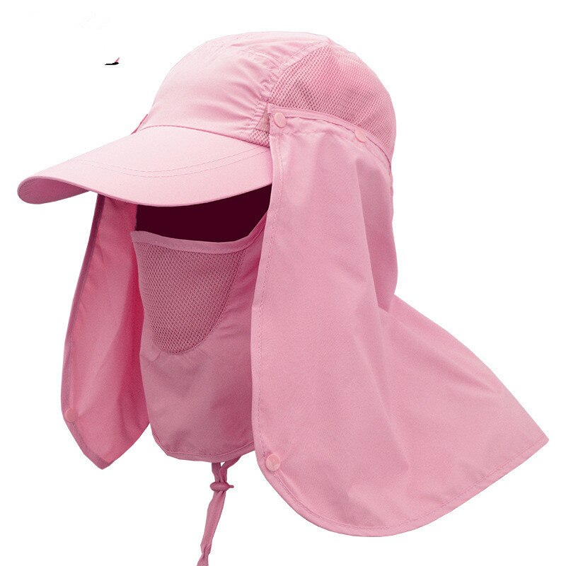 Professionele Zomer Zon Hoeden Bescherming Cap Vrouwen Mannen Hals Gezicht Zonnebrandcrème Flap Hoed Visser Hoed Zon Masker Cap Outdoor: Roze