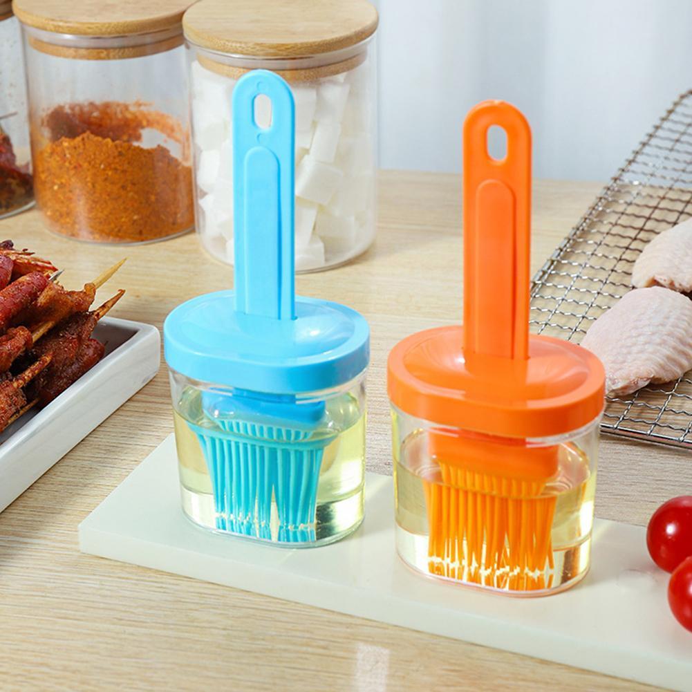 Portable Silicone Oil Brush Bottle Barbecue Brush with Tools Heat Outdoor Baking Protective Pastry Cover Resistant BBQ W9B1