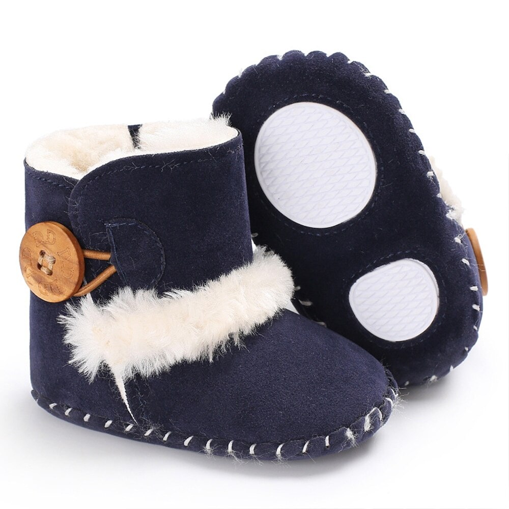 Bebê recém-nascido meninas botas de neve inverno quente sapatos botão sólido de pelúcia tornozelo botas de inverno do bebê unisex sapatos quentes