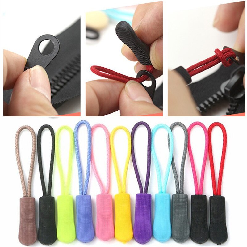 10Pcs Tas Accessoires Rits Puller End Fit Touw Tag Fixer Zip Cord Tab Vervanging Clip Gebroken Gesp Reistas koffer Tent