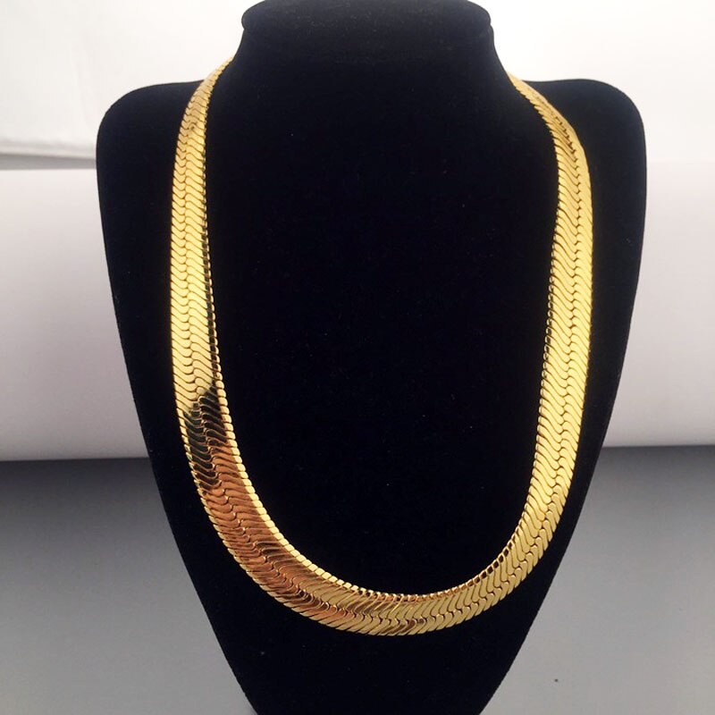 Top 75Cm * 10Mm Hip Hop Mens Visgraat Snake Chain Gouden Ketting Rapper Chunky Jongens Rapper Nachtclub dj Smart Sieraden