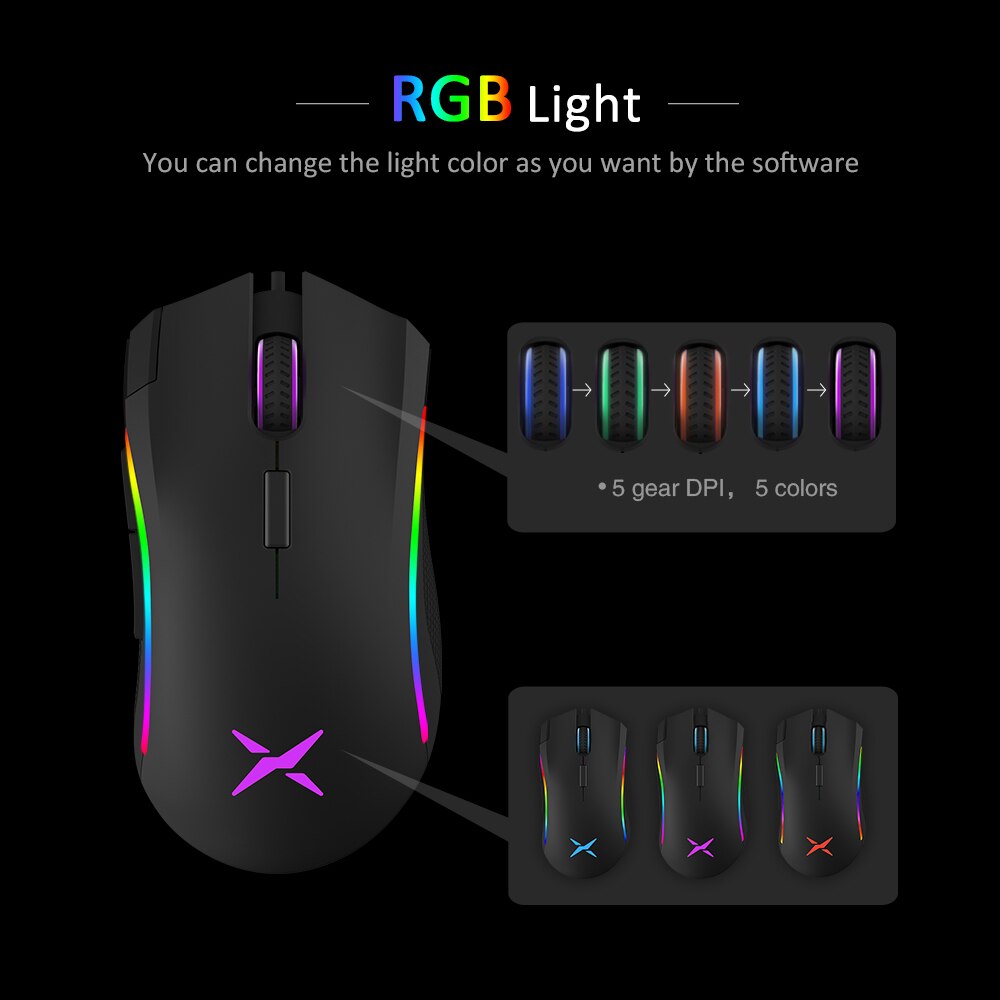 Delux M625 Wired 7D Gaming Mouse Ergonomic PMW3360 12000 dpi RGB Backlit PC Computer Gamer Mice With Wrist Rest Mouse Pad Kit