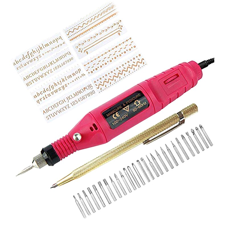 Electric Micro-Engraver Pen Mini Diy Engraving Tool Kit For Metal Glass Ceramic Plastic Wood Jewelry With Scriber Etcher 30 Bi