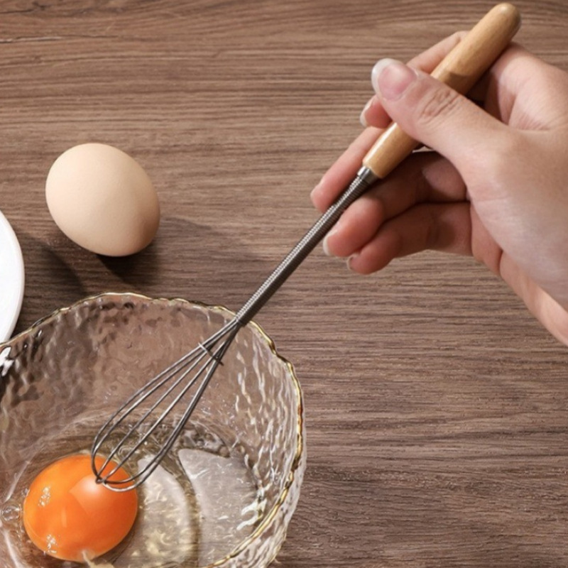 1 stuks premium roestvrijstalen garde met massief houten handvat - perfect voor het mengen, kloppen en roeren in de keuken