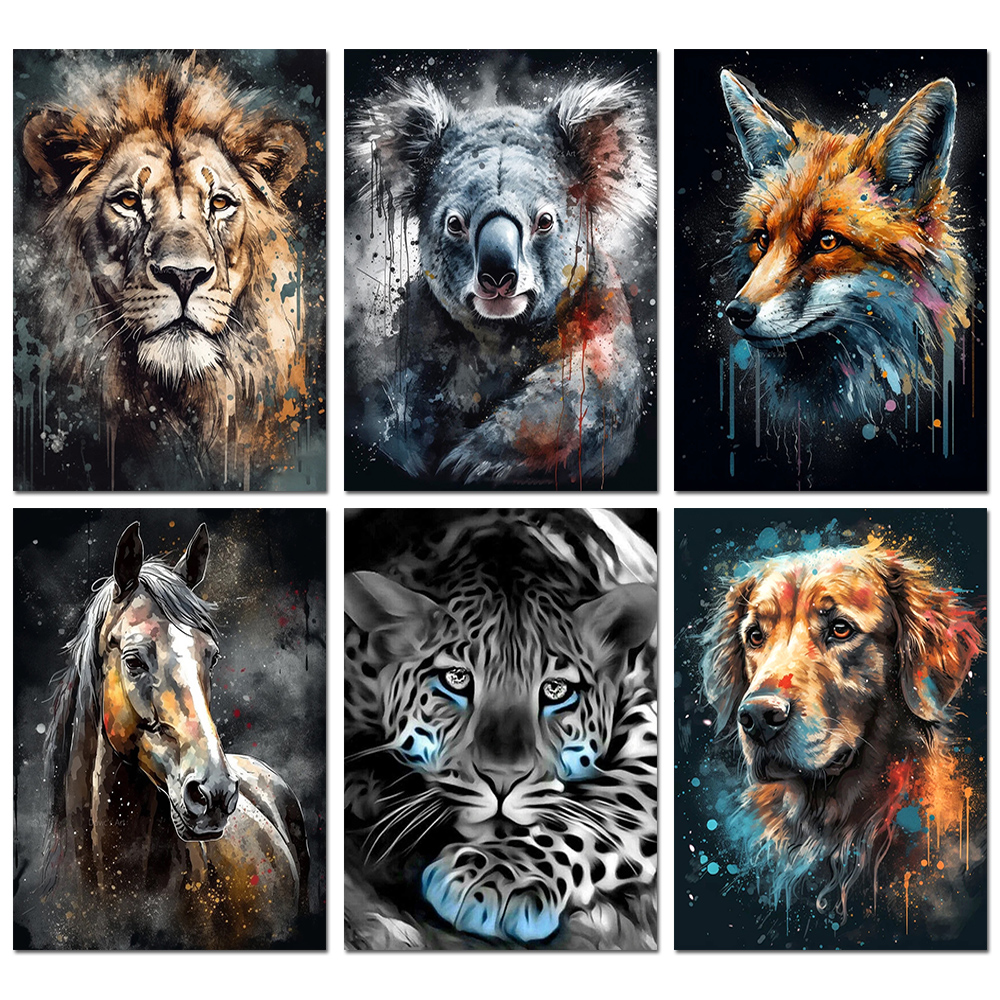 Peinture diamant 5D à faire soi-même, animaux, Lion, Koala, tigre, point de croix, perceuse complète, broderie ronde, mosaïque, image d'art en strass