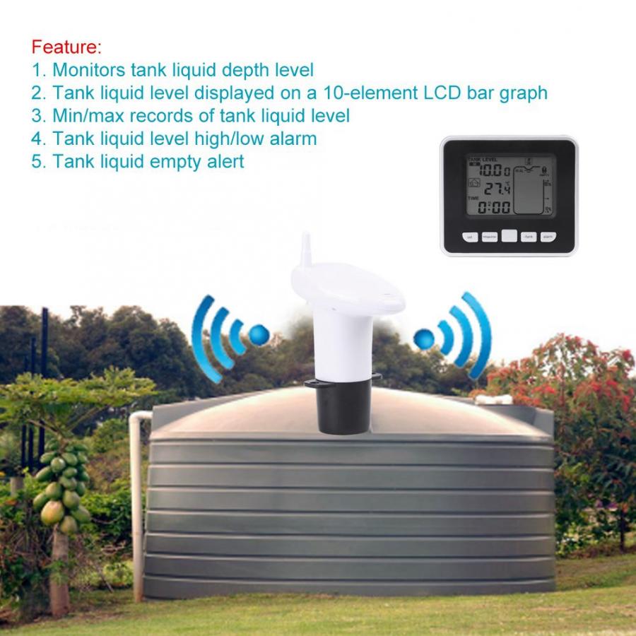 Ultrasonic Water Tank Liquid Depth Level Meter Sensor with Temperature Display