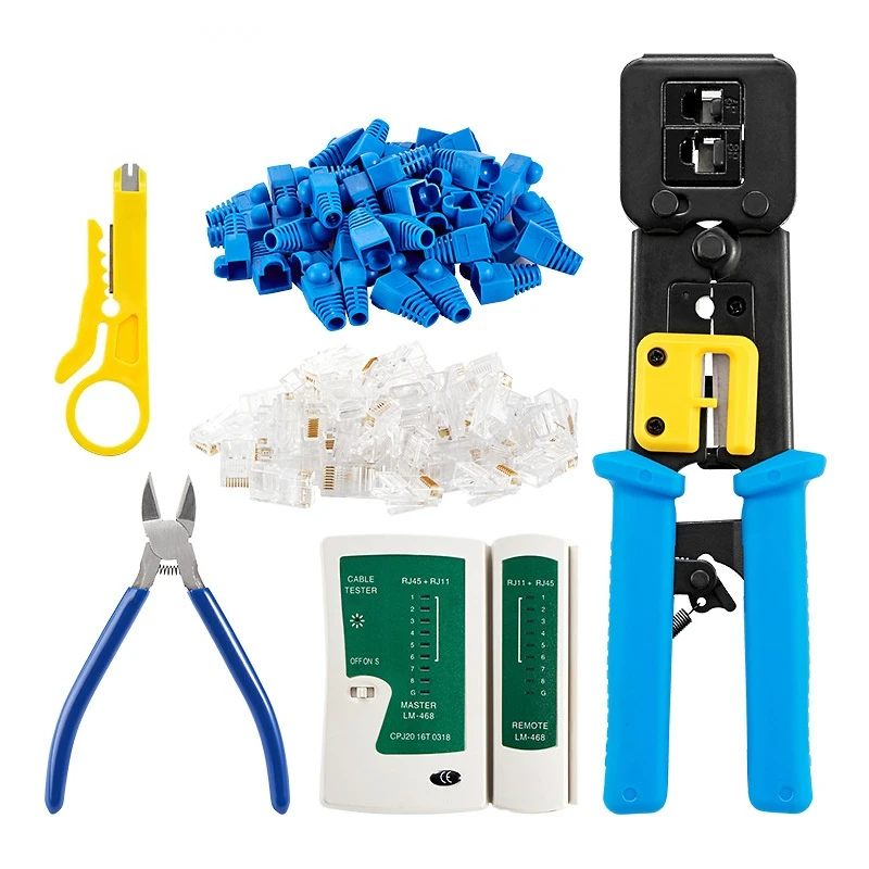 Rj45 krimptang met doorvoeropening voor cat 5 cat 5e cat 6 krimptang voor  rj45/rj12 normale en einddoorvoerconnectoren