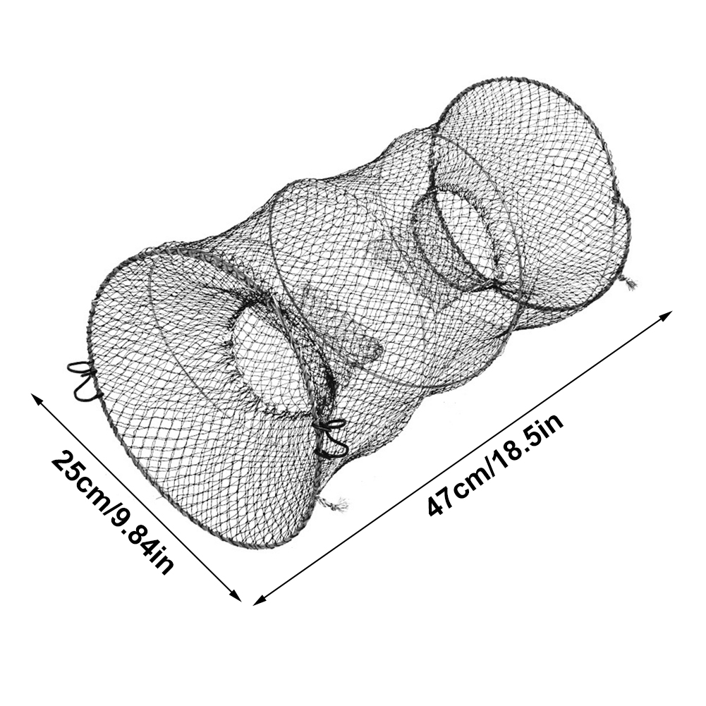Portable Fishing Landing Net Pot Trap Fish Shrimp Mesh Cage Crab Crayfish Lobster Catcher Collapsible Fish Trap Fishing Supplies: Yellow