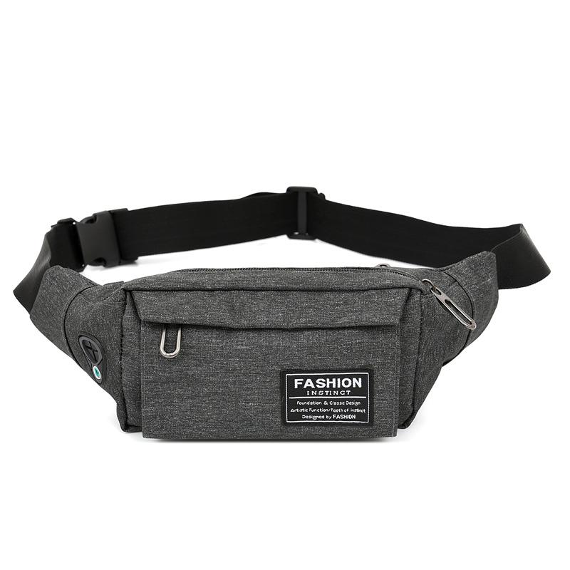 Imperméable à l'eau hommes bandoulière taille sacs en cours d'exécution Sport poitrine poche sac voyage Pack ceinture sac casque Plug épaule sac de messager: Deep Grey