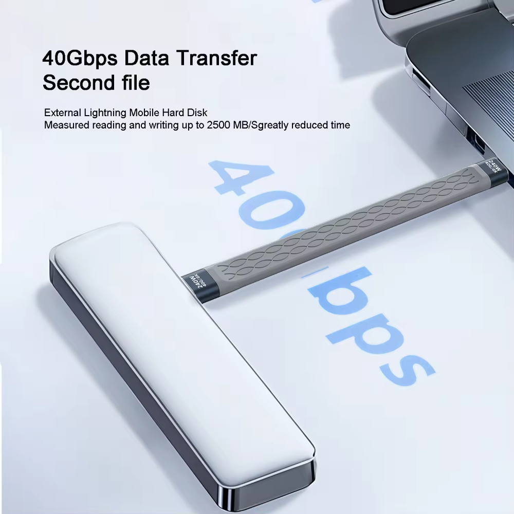 NNBILI 240W 40GB Cable corto USB C a USB C Cable de carga rápida tipo C 40Gbps transferencia de datos 8K Cable de extensión de carga de datos plano