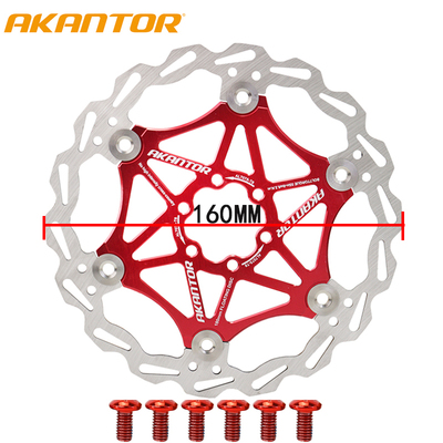 AKANTOR-Rotos de freno de refrigeración para bicicletas, bicicletas de carretera Mtb, acero inoxidable ultralig, rotor flotante, 160 mm, 180 mm, 203 mm: Rojo