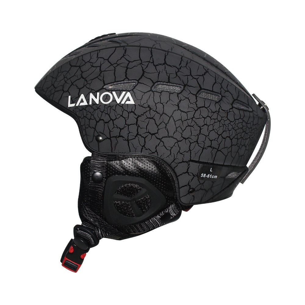 LANOVA ski helm EN-1077 standaard volwassen mannen en vrouwen maat 55-61 CM: black-crack / 55t o 58cm