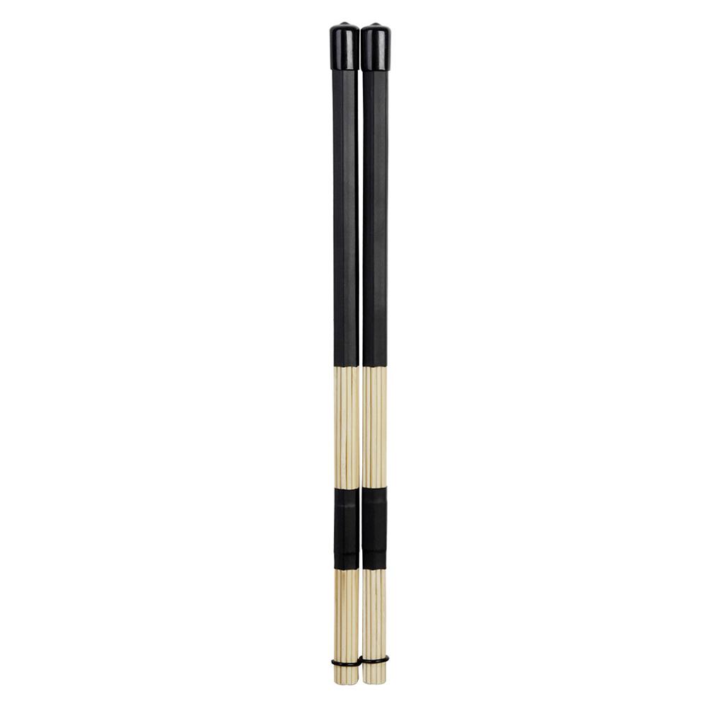 1 par bambus trommestikker trommestikker jazz ballade percussion tromme børster bundt harmmer med gummihåndtag tromle tilbehør: Sort