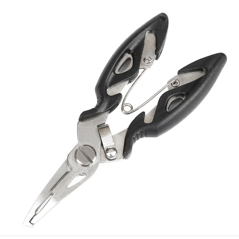 Stainless steel lure pliers Angled fishing pliers Mini fish control pliers Multifunctional hook extractor Outdoor products: Black