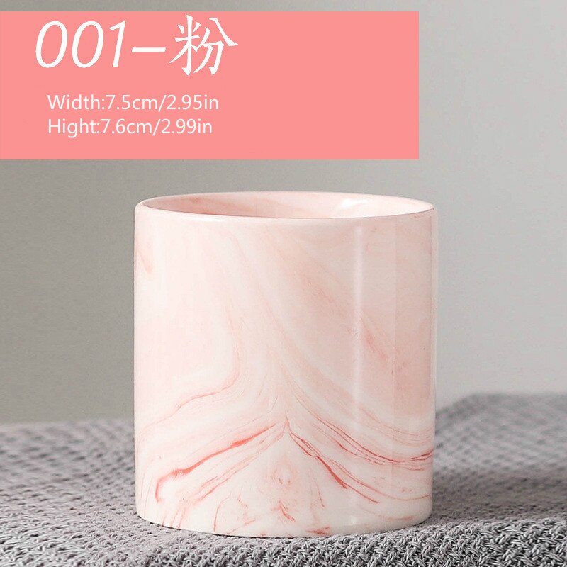 Nordic Style Ceramic Round Plant Pots Pink Marble Pattern Succulent Flowerpot with Hole Small Home Office Desktop Decor