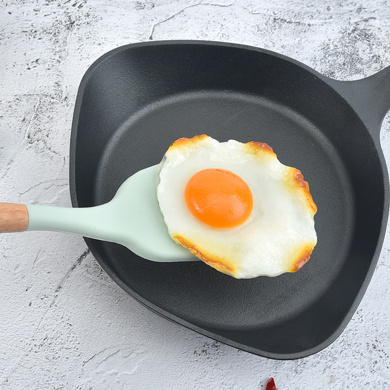 Food Grade Silicone Kitchenware Household Wooden Beech Handle Cooking Utensils Baking Tools Non-stick Spatula Kitchen Accessorie