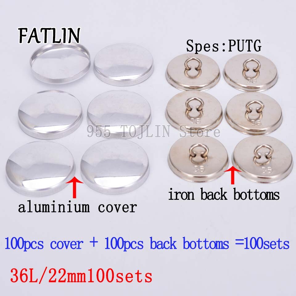 100 set 36l aluminiumklädda tygknappar handgjorda handgjorda metallformar brödform runt tyg fatlin: 36 l 100 set knappar f