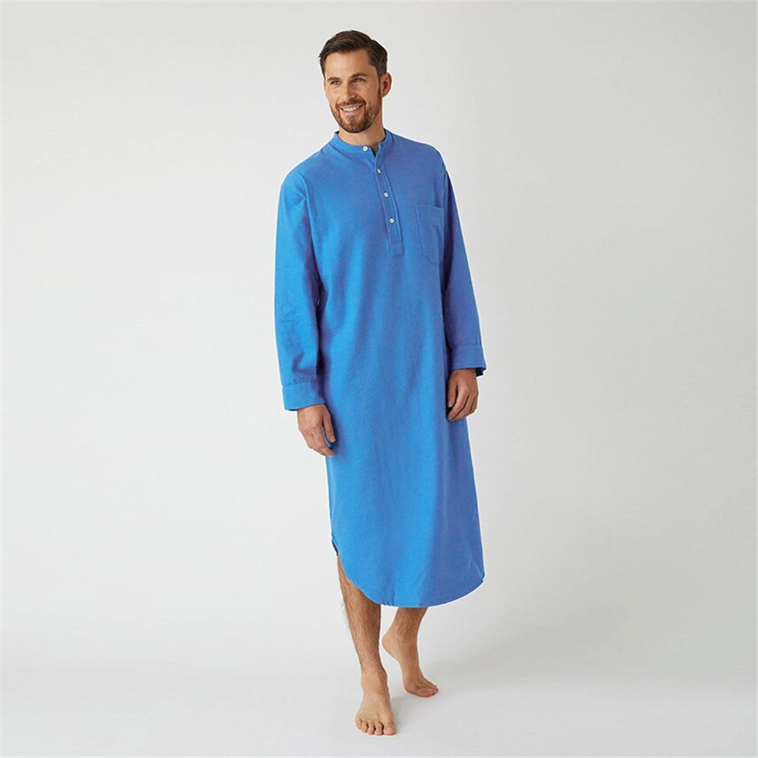 Mannen Moslim Lange Robe Islamitische Kleding Effen Karftan Jubba Thobe Dubai Saudi Arabië Thuis Gebed Dragen Nachtjapon Abaya Jurk