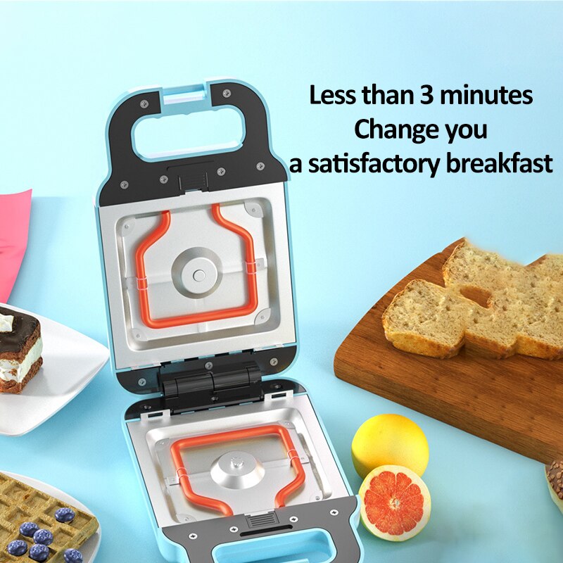 220v elektrisk sandwich maker dobbeltsidet opvarmning vaffel maker non-stick bagning pan brød brødrister let mad morgenmad maskine