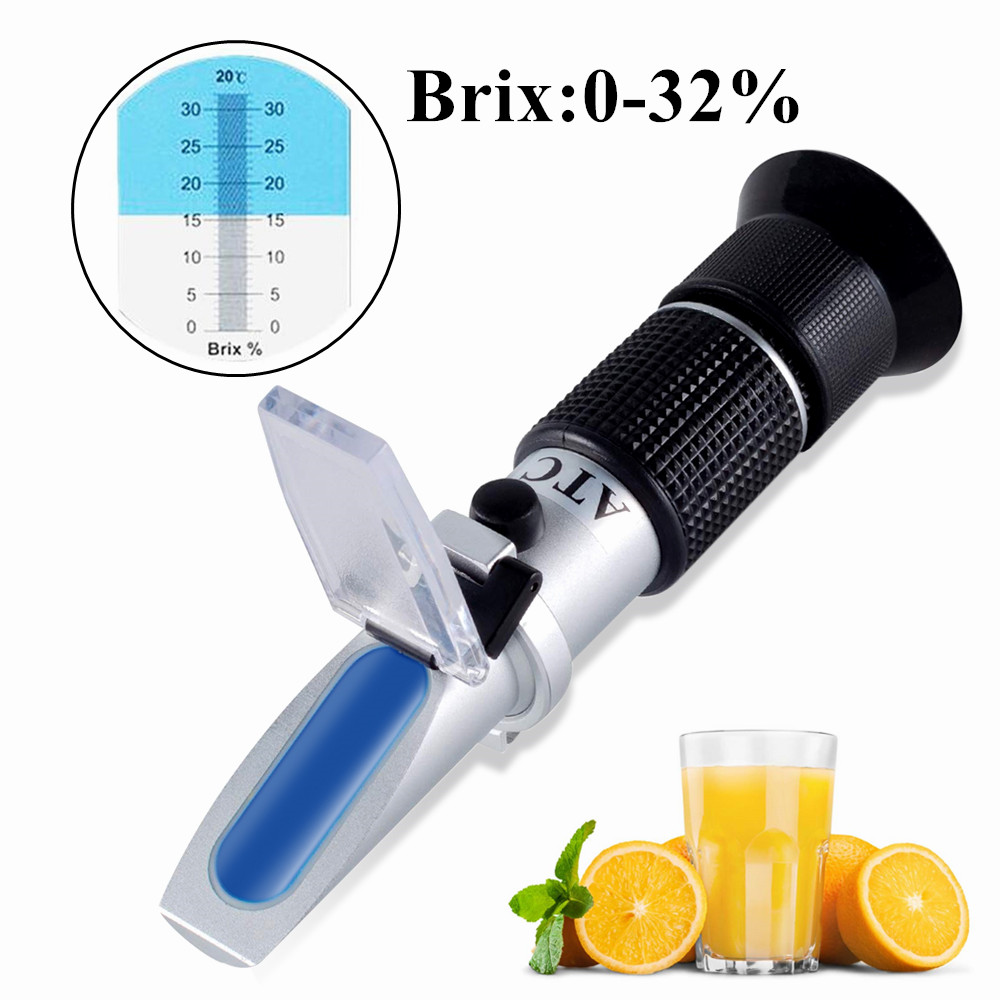 Handheld Suiker Refractometer Densimeter 0-32% Brix Suiker Concentratie Suiker Tester Apparaat Vruchten Druiven Atc