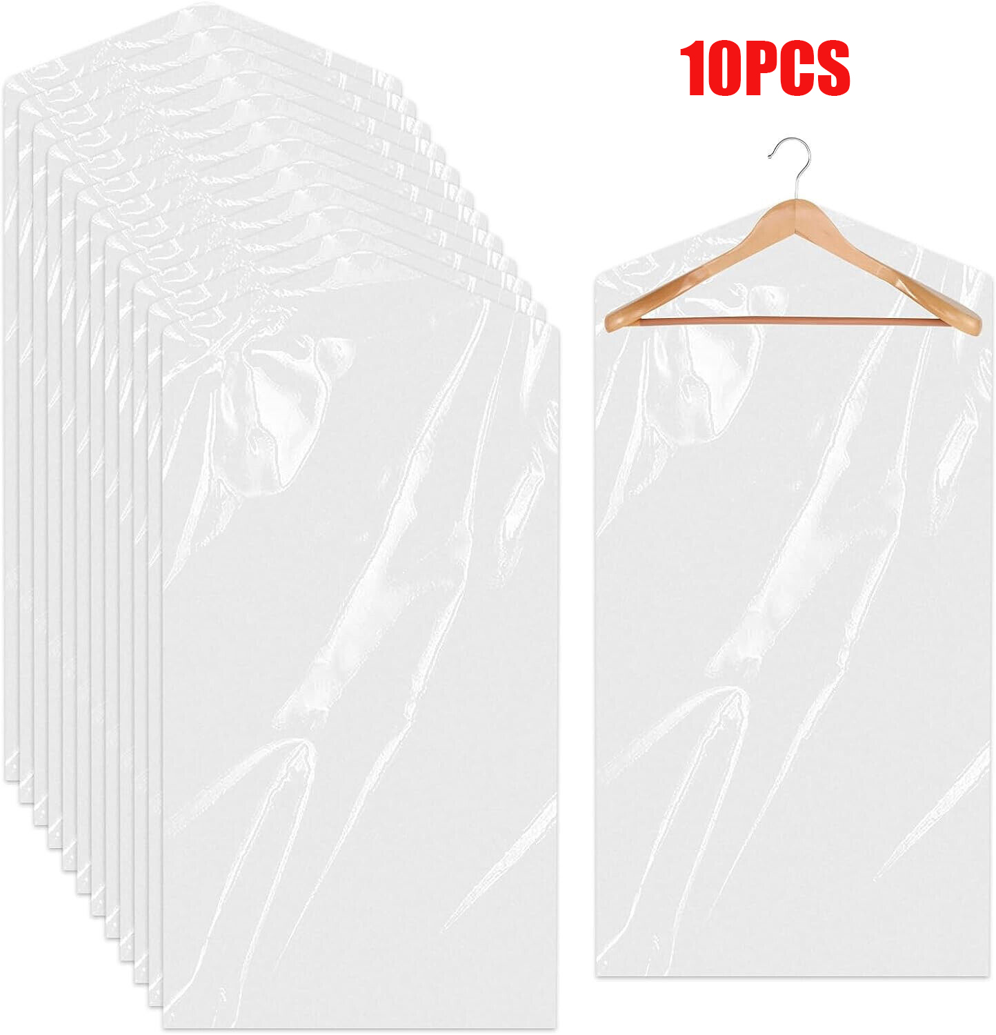 10/50/100 Stück durchsichtige Kunststoff-Kleidungsabdeckungen, staubdicht, wasserdicht, Kleidungsabdeckungen, Reiniger, Taschen, 100 x 60 cm, Heimmantel, Anzugschutz: Licht Grün