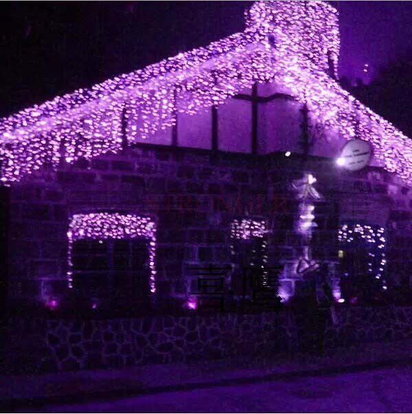 3.5x0.5/0.7m LED Icicle Curtain Light LED STRING Fairy Christmas Lights Garland For Home Party Garden Wedding Decoration: purple / EU plug 220V
