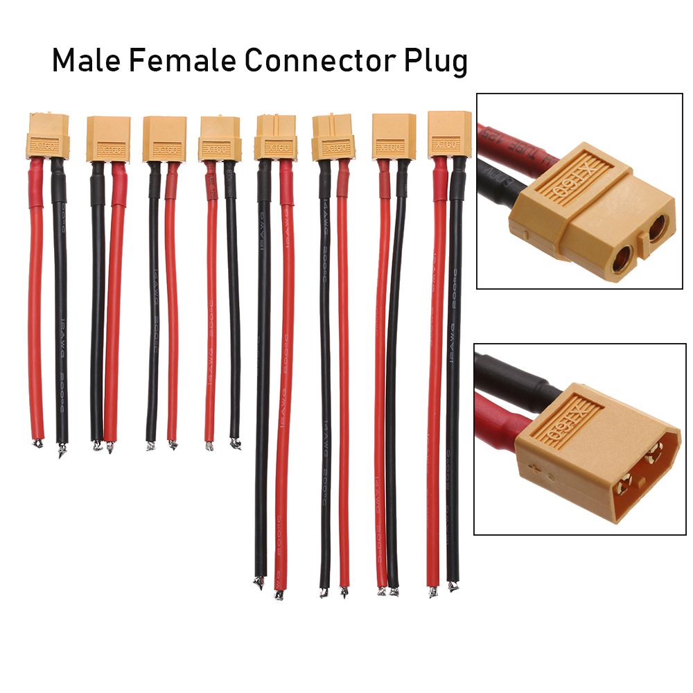 XT60 Connector Female / male 10CM/15CM XT60 Battery Male Female Connector Plug with Silicon 12 AWG/14 AWG Wire