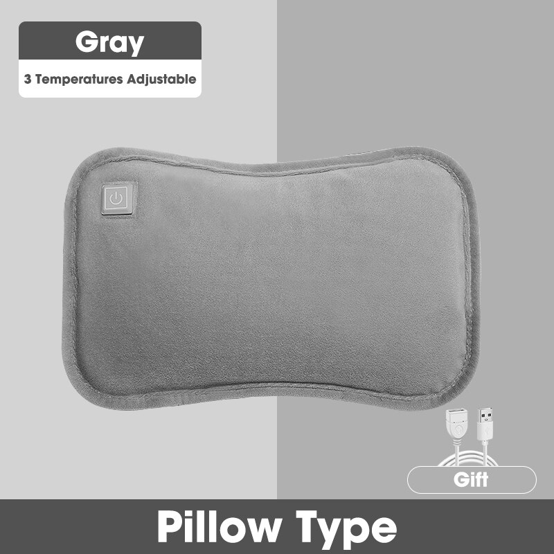 Niye Hand Warmer USB Electric Heated Pad Portable Graphene Heat Pillow Warmer Heater Handwarmers Therapy Pain Relief For Winter: Pillow Gray Pro