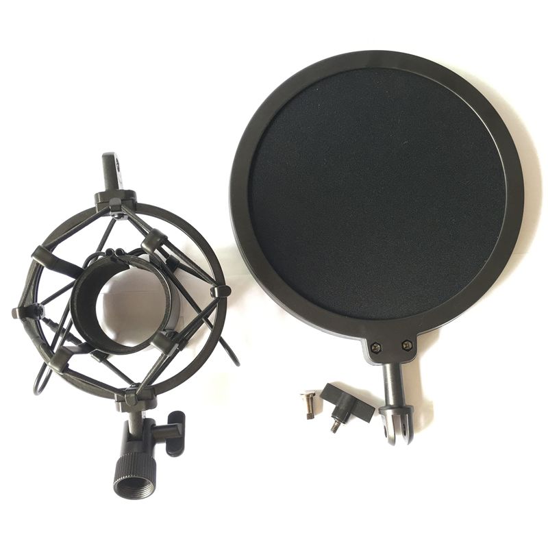 Microphone Mic Shock Mount With Shield Articulating Head Telescoping Height Microphone Holder Stand Bracket