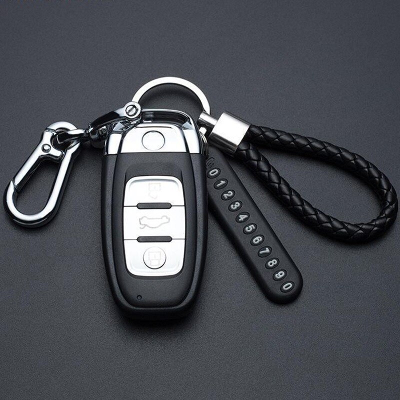 Anti-Lost Car Key Pendant Split Rings Keychain Phone Number Card Keyring Auto Vehicle Key Chain Car Outdoor Climbing Accessories