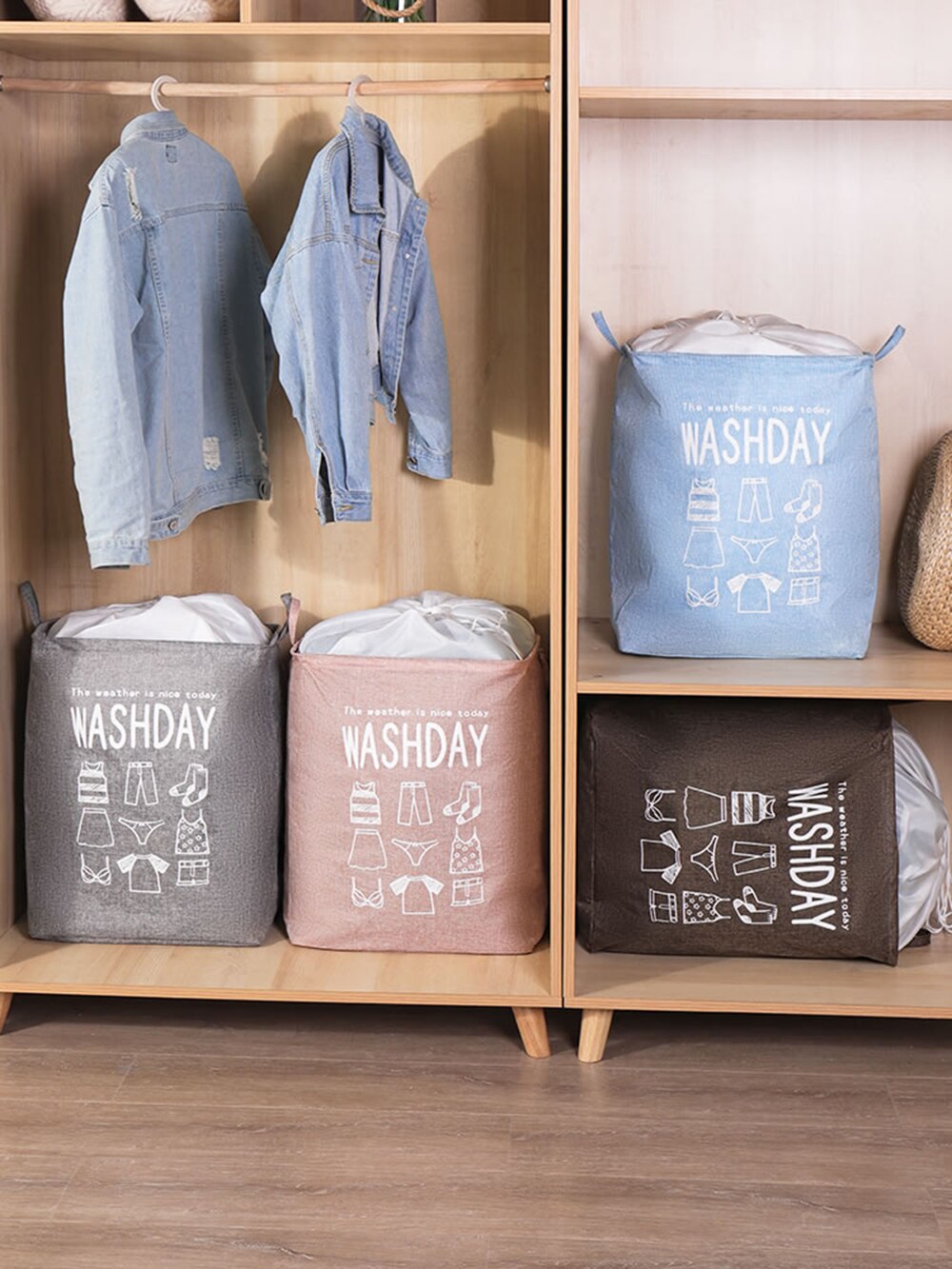 Futon storage bag with clear window Futon clothing blanket storage case non-woven fabric with handle Gray