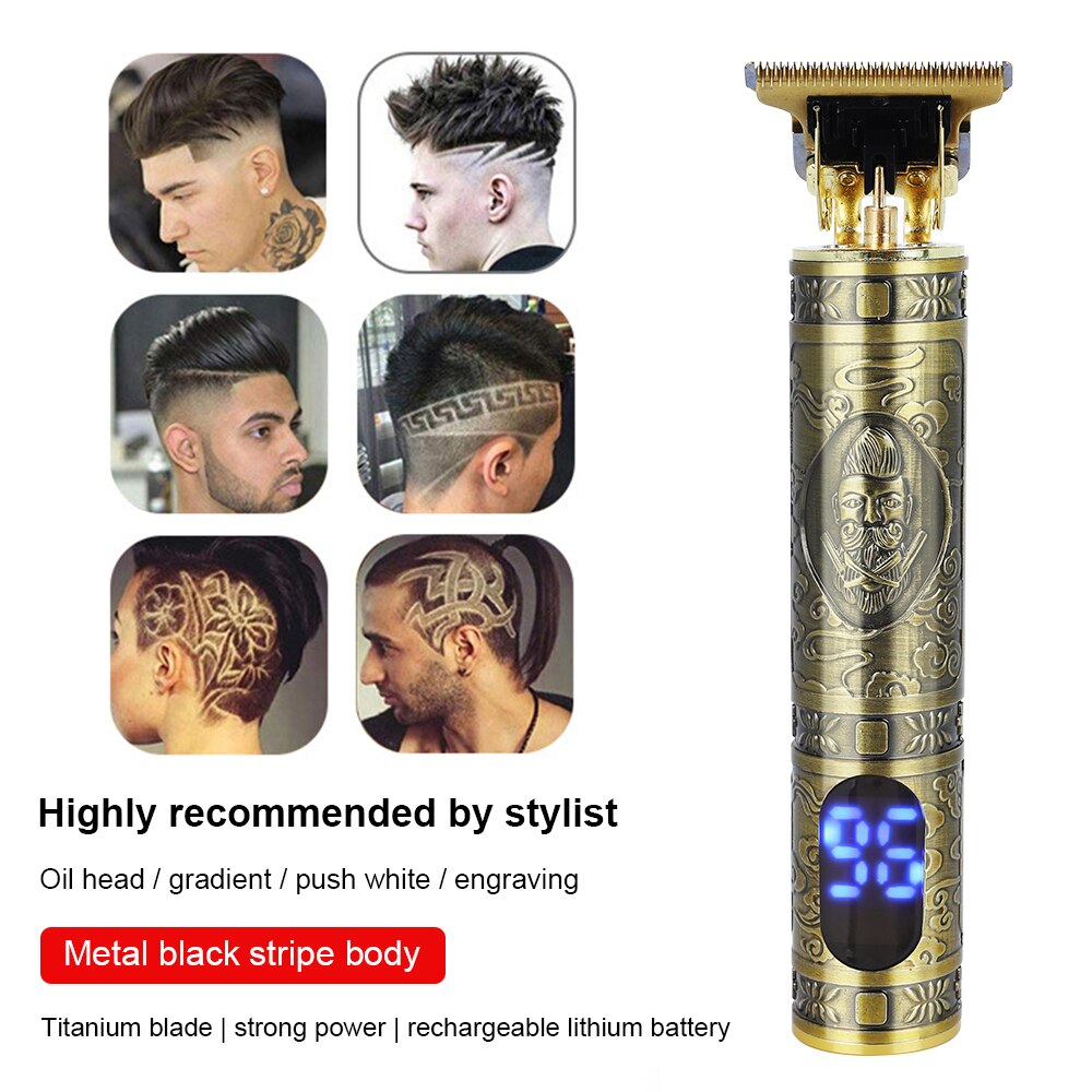 T-Klinge Waschbar Rasierer Haar Haarschneidemaschine wiederaufladbare Barbier 0mm Rasierer Männer haarschnitt Styling werkzeug Barbier Bart Trimmer Haar maschine