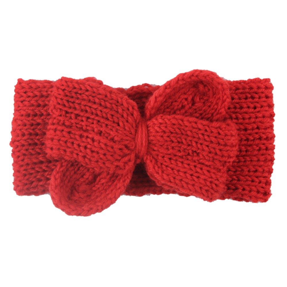 Strikket sløjfe baby pandebånd børn baby sløjfer turban pandebånd vinter varme børn spædbørn hårbånd haarbånd baby hår tilbehør: Rød