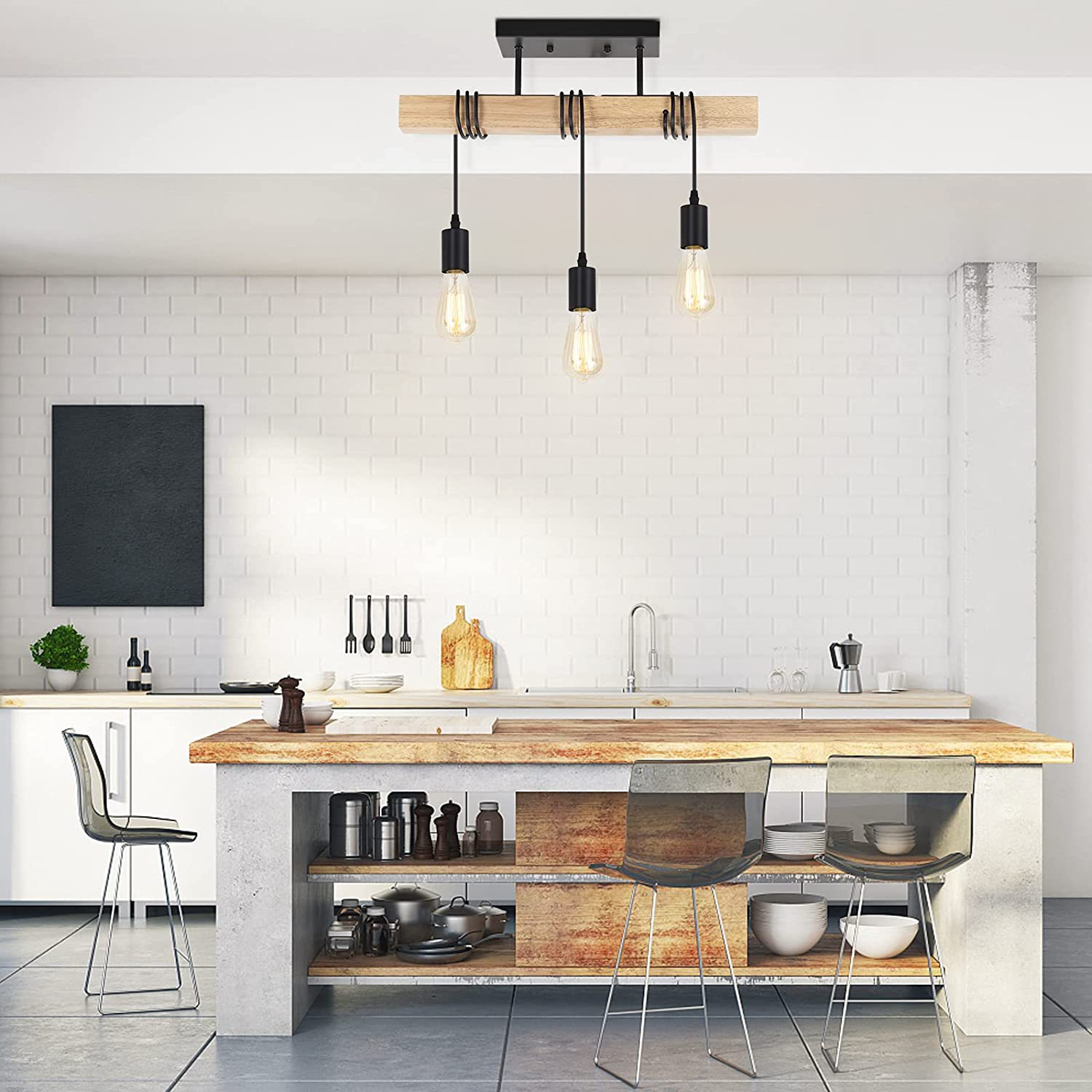 Moderne creatieve houten kroonluchter licht plafond massief houten voor eetkamer woonkamer restaurant hanglamp hanglamp