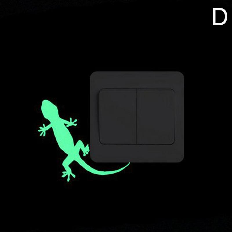 Luminous Cartoon Switch Sticker Glow In The Dark Cat Sticker Fluorescent Sticker Kid Room Decoration Home Decor Sticker: gecko
