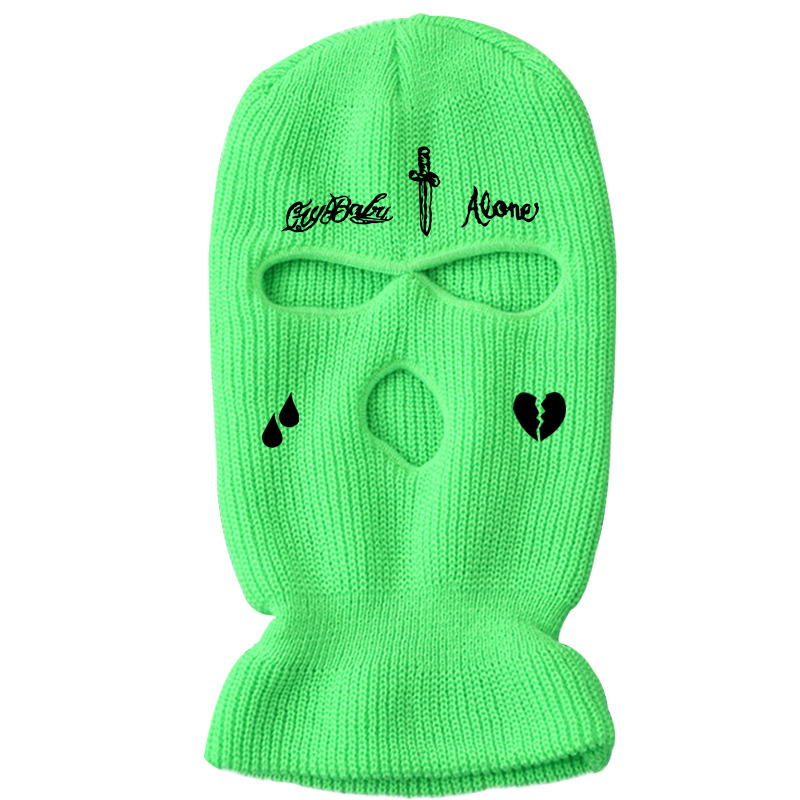 Gorro de pasamontañas con cara completa de punto para hombre y mujer, gorro de pasamontañas con bordado divertido para , gorros para montar, invierno,: 4