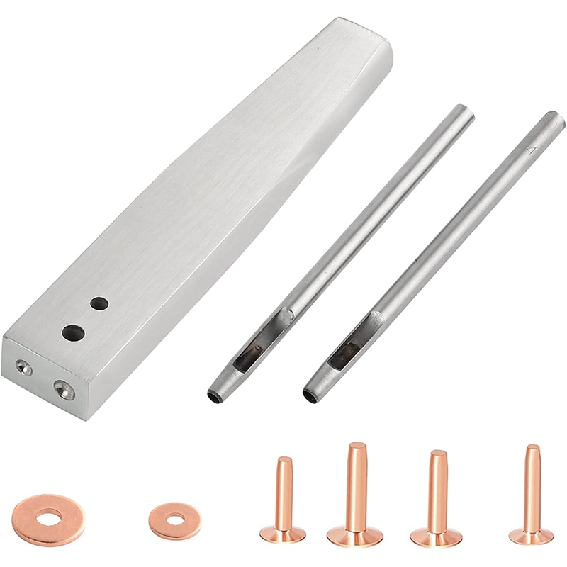 43Pcs Koperen Klinknagels En Bramen, 4 Maten Koperen Klinknagel En Bramen Assortiment Kit, voor Riemen Portefeuilles Halsbanden Leer Werken: Default Title