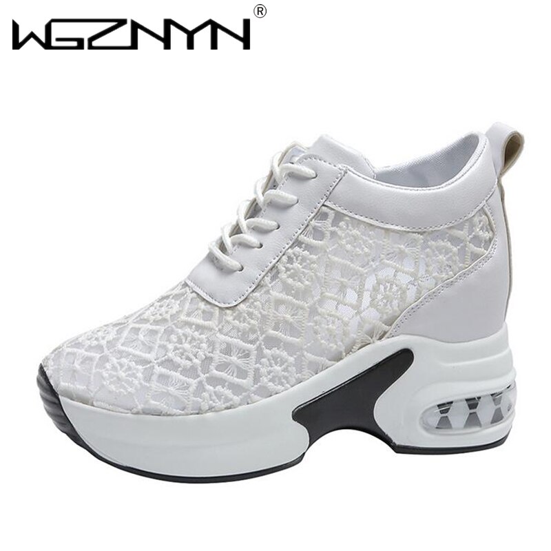 Zomer dames platform wedge outdoor sportschoenen hoge hak dames casual schoenen mesh ademende dames chunky sneakers